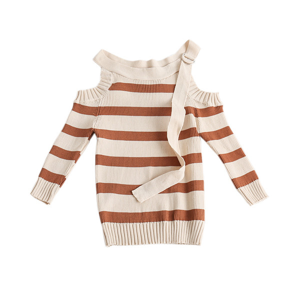 Lezser női csíkos blúz nyitott váll