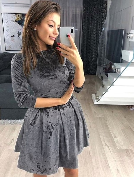 Stílusos női bársonyruha öt színben