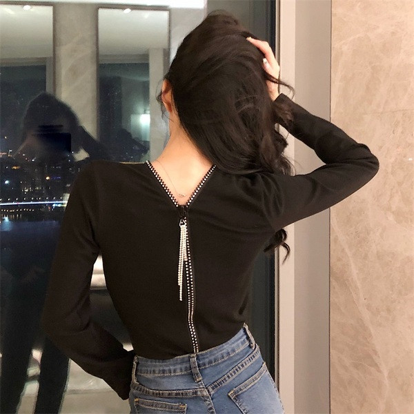 Bluză de damă elegantă cu fermoare în două culori