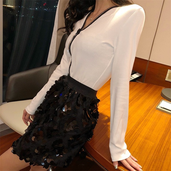 Bluză de damă elegantă cu fermoare în două culori