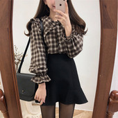 Modern női kockás ing gombokkal, két színben