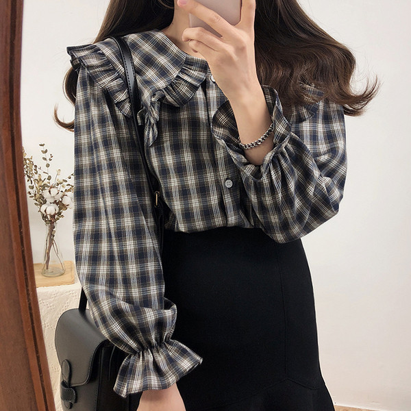 Modern női kockás ing gombokkal, két színben