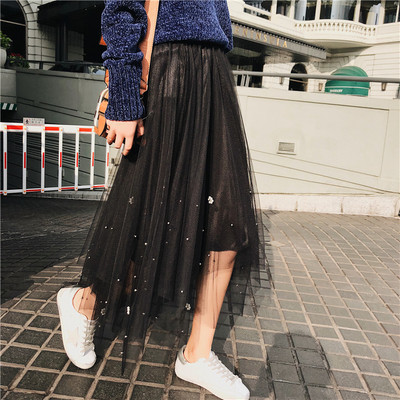 Modern női tüll szoknya gyöngyökkel több színben