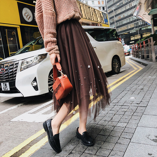 Modern női tüll szoknya gyöngyökkel több színben