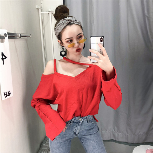 Μοντλερνα γυναικεία  ριγέ μπλούζα με έναν ώμο 