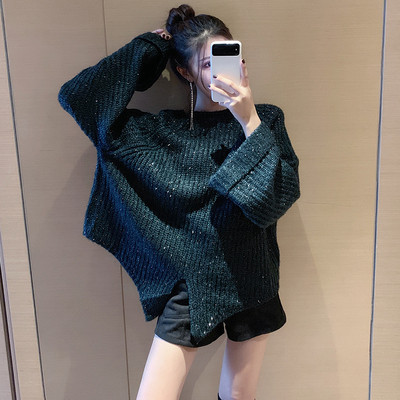 Модерен дамски широк пуловер в два цвята