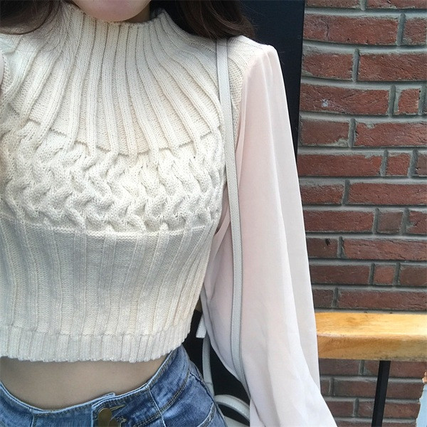 Bluză de damă modernă cu mâneci transparente în două culori