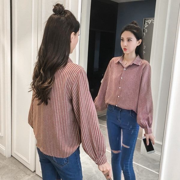 Csíkos női ing hosszú ujjal, két színben