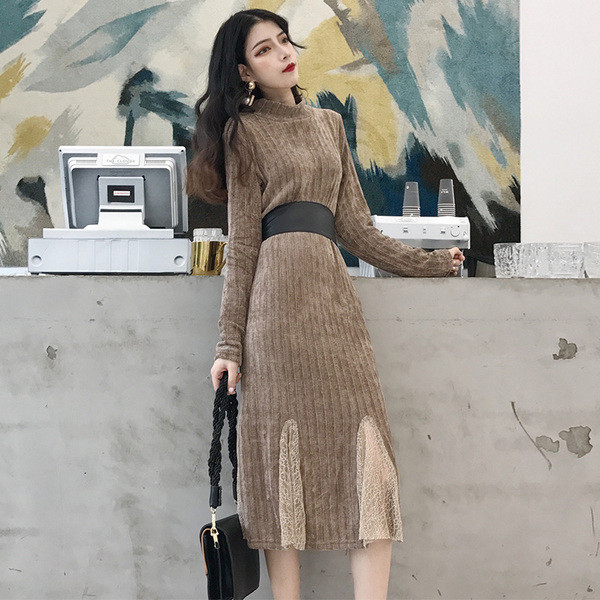 Modern női vastag ruha két színben