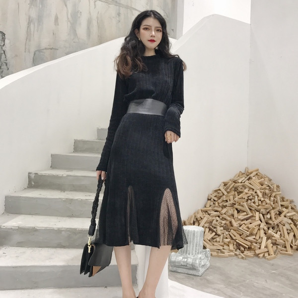 Modern női vastag ruha két színben