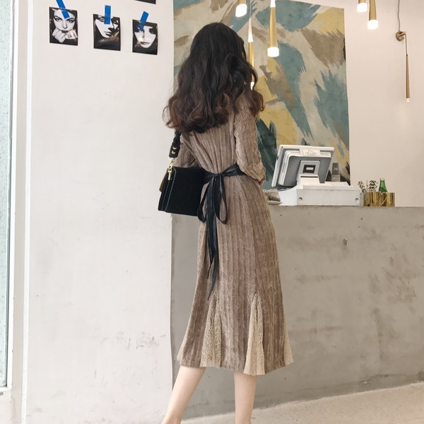 Modern női vastag ruha két színben