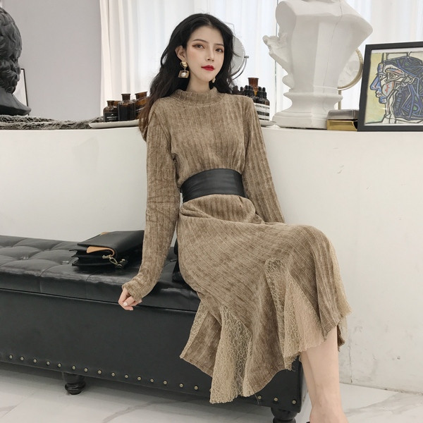 Modern női vastag ruha két színben