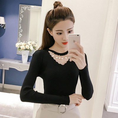 Női blúz Karcsú modell gyöngyökkel, három színben