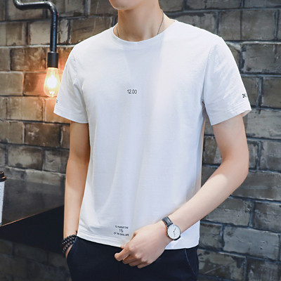 Modern férfi póló rövid ujjal és O-alakú gallérral fekete-fehér színben