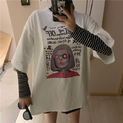 Modern női póló rátéttel, két színben