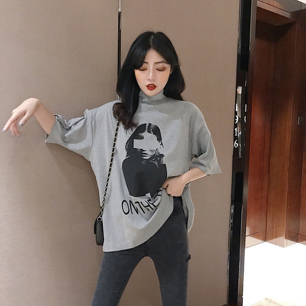 Stílusos női póló magas gallérral, három színben