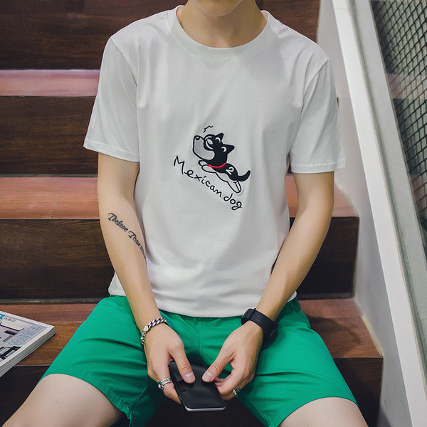 Férfi póló, rövid ujjú, négy színben nyomott mintával