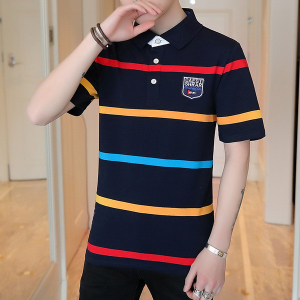 Férfi pólómodell Slim rövid ujjú gallérral, két színben