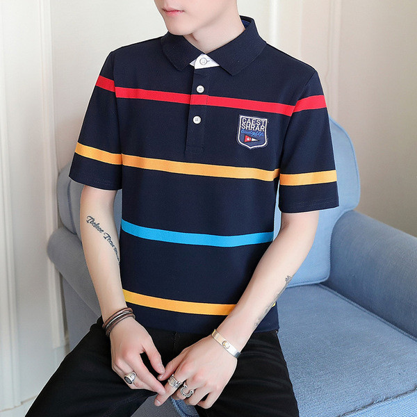 Férfi pólómodell Slim rövid ujjú gallérral, két színben