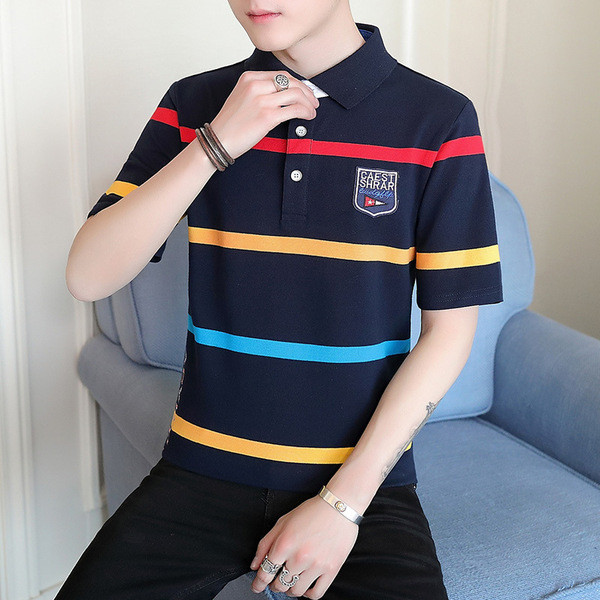 Férfi pólómodell Slim rövid ujjú gallérral, két színben