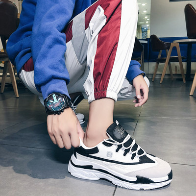 Alkalmi férfi tornacipő magas talppal és fűzővel, két színben