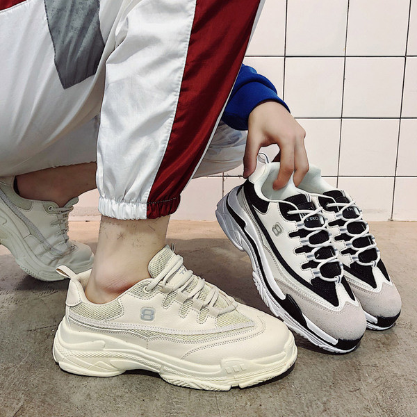 Alkalmi férfi tornacipő magas talppal és fűzővel, két színben