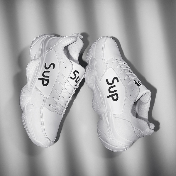 Új férfi tornacipő vastag talppal és fűzővel fehér, szürke és fekete színben