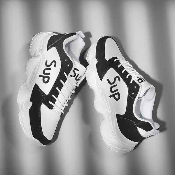 Új férfi tornacipő vastag talppal és fűzővel fehér, szürke és fekete színben