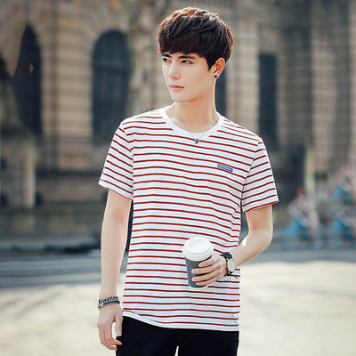 Modern férfi csíkos póló rövid ujjal, három színben