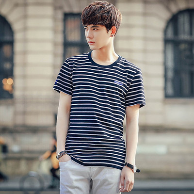 Modern férfi csíkos póló rövid ujjal, három színben