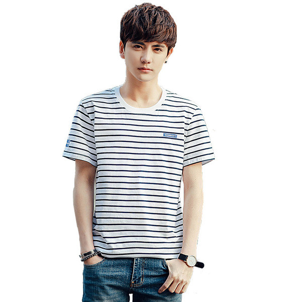 Modern férfi csíkos póló rövid ujjal, három színben