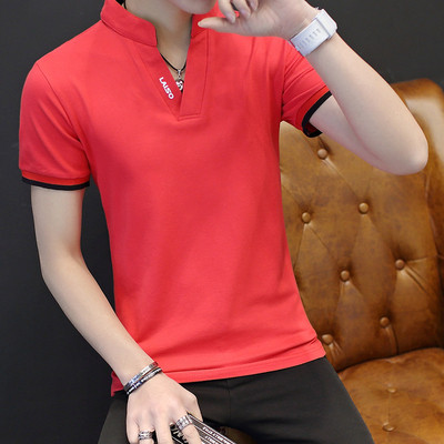 Stílusos férfi póló rövid ujjú gallérral sima modell öt színben