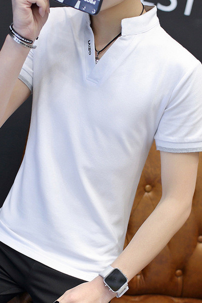 Stílusos férfi póló rövid ujjú gallérral sima modell öt színben