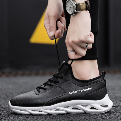 Tenisi de bărbați noi, comozi, în culoarea alb, negru și crem, cu șireturi