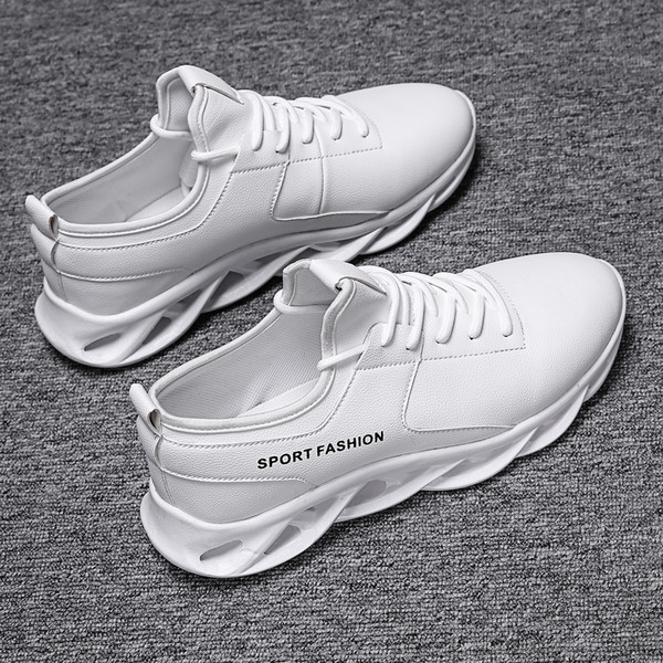 Tenisi de bărbați noi, comozi, în culoarea alb, negru și crem, cu șireturi