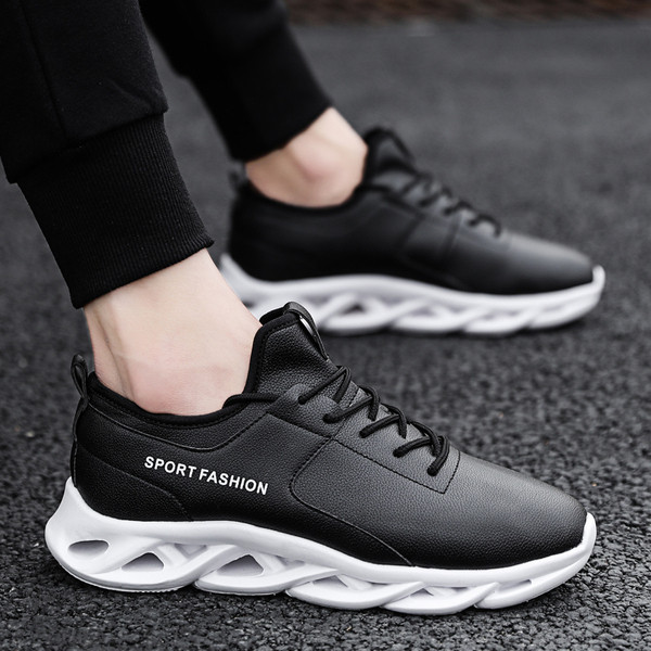 Tenisi de bărbați noi, comozi, în culoarea alb, negru și crem, cu șireturi