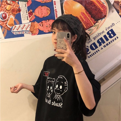 Női alkalmi póló fekete-fehér színben