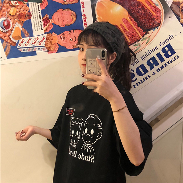 Női alkalmi póló fekete-fehér színben