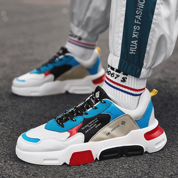 Férfi sport- és alkalmi tornacipő három színben fűzővel és felirattal