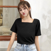 Modern női póló rövid ujjú fekete-fehér színben