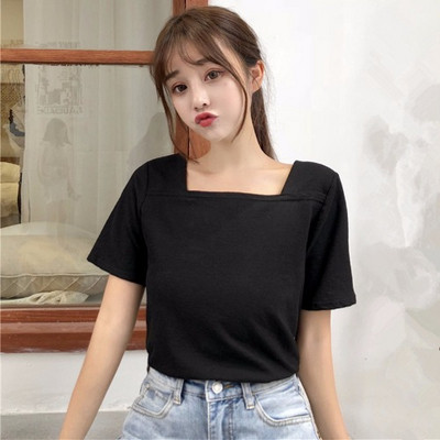 Modern női póló rövid ujjú fekete-fehér színben