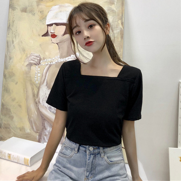 Modern női póló rövid ujjú fekete-fehér színben