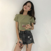 Női sima, rövid ujjú blúz négy színben