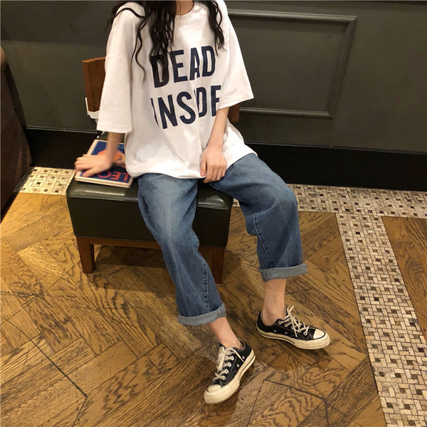 Női alkalmi póló két színben felirattal