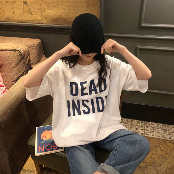 Női alkalmi póló két színben felirattal