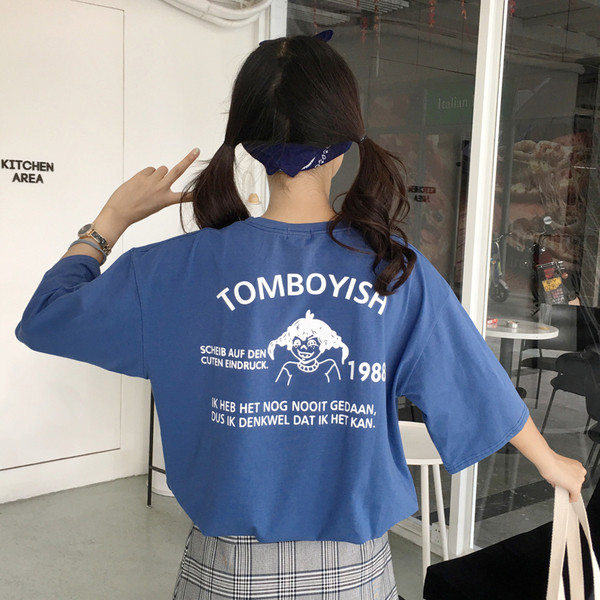 Γυναικείο μπλουζάκι μπλε και άσπρο χρώμα