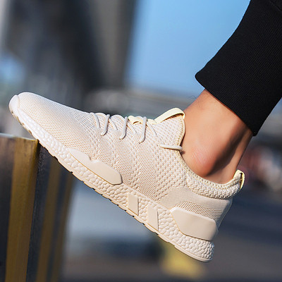 Adidași de primăvară pentru bărbați, respirabili, crem și negru