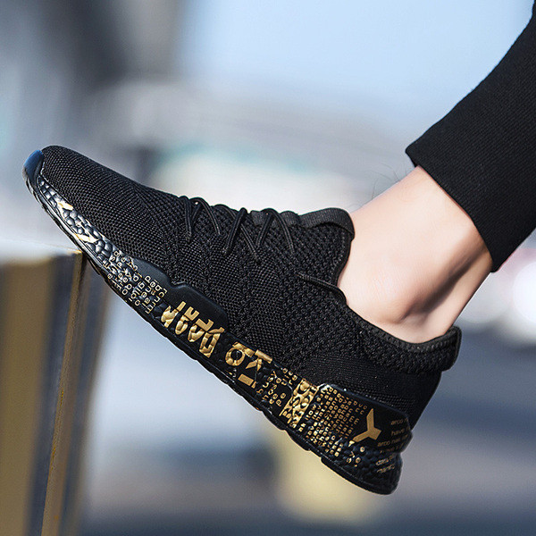 Adidași de primăvară pentru bărbați, respirabili, crem și negru