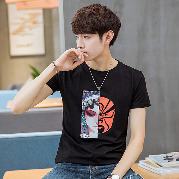 Stílusos férfi póló, rövid ujjú rátéttel, négy színben