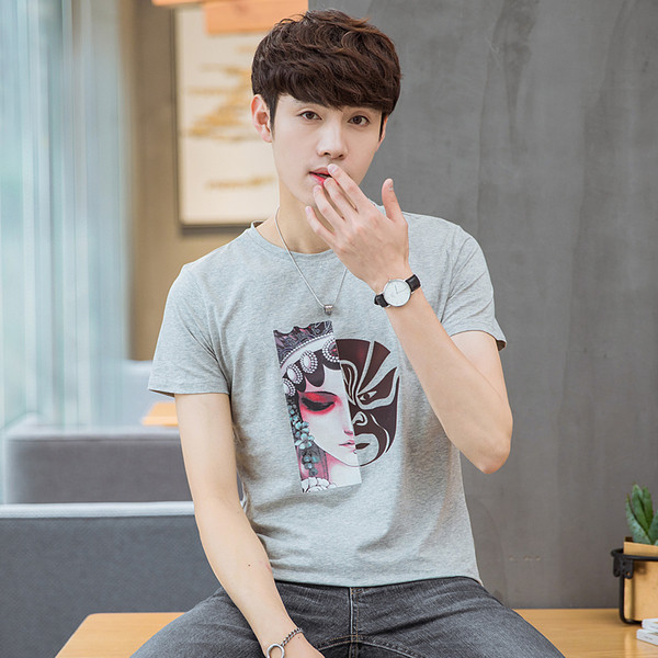 Stílusos férfi póló, rövid ujjú rátéttel, négy színben